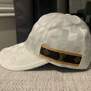 Louis Vuitton Ivory Cap Canvas with Embossed Logo Authentic